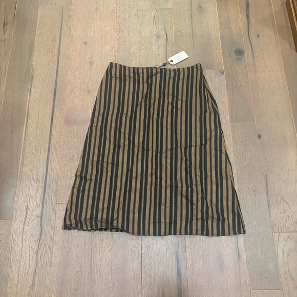 rag & bone $375 NWT Mandy Striped Midi Skirt in Gold Multi Med Viscose & Silk - Picture 4 of 10